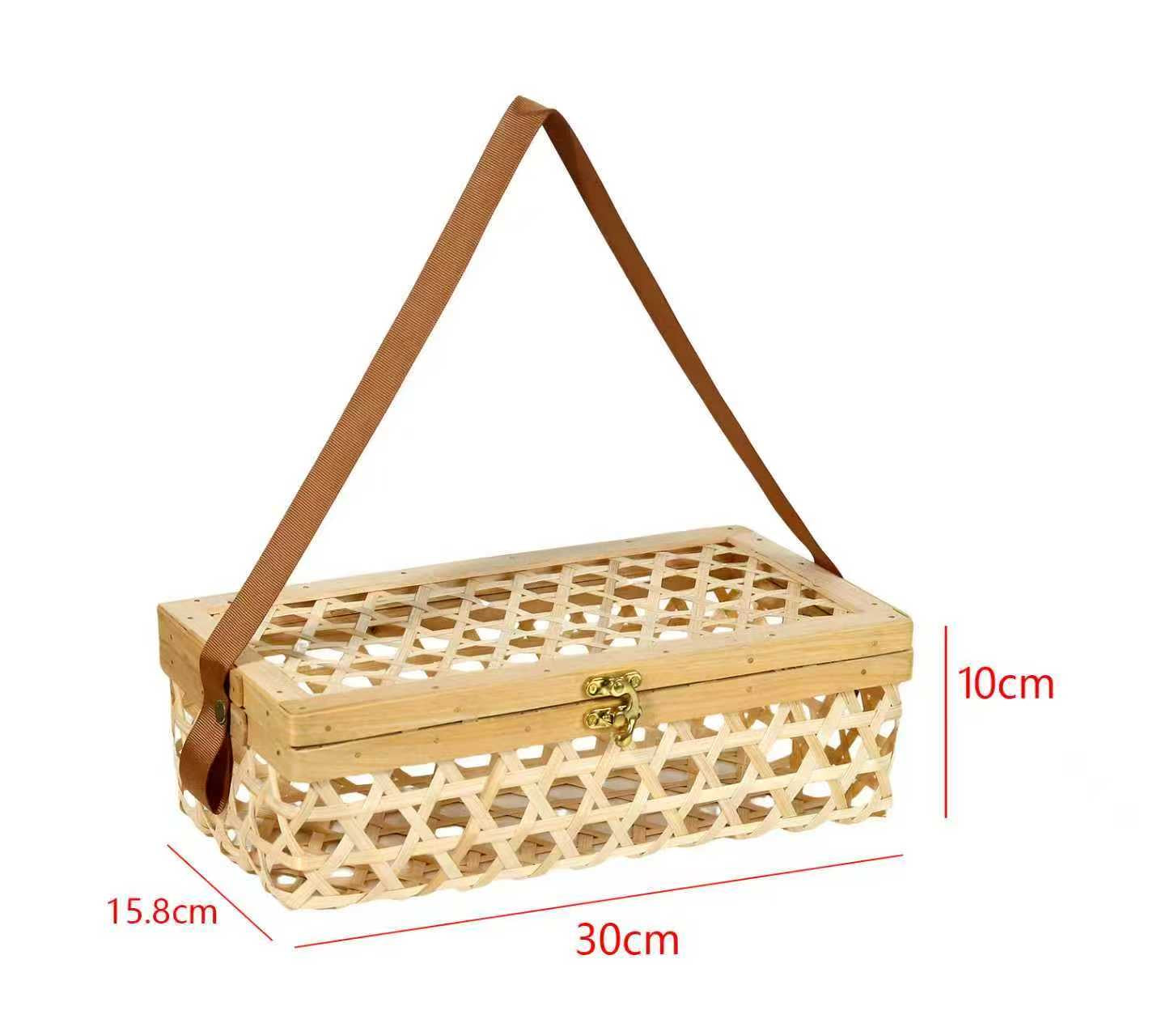 Rectangular bamboo baskets with lid