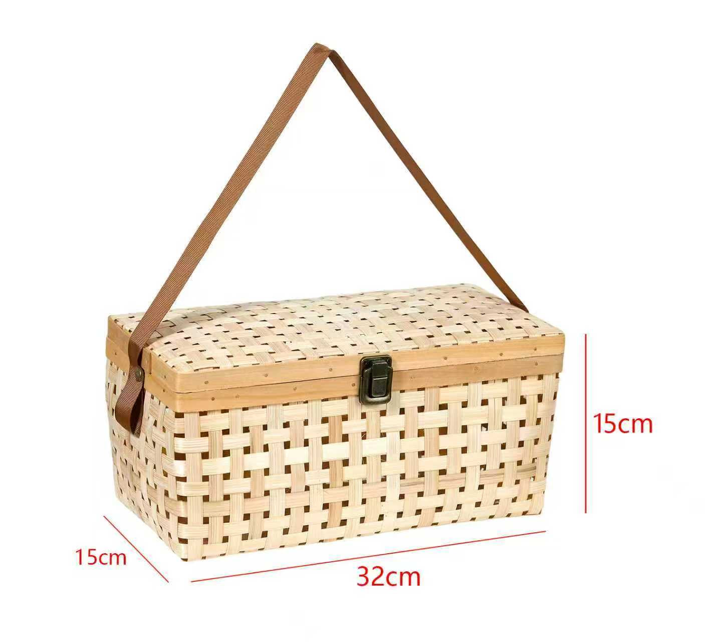 Rectangular bamboo baskets with lid