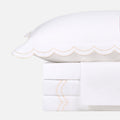 Embroiled duvet cover sets with double frames of beige-gold waves