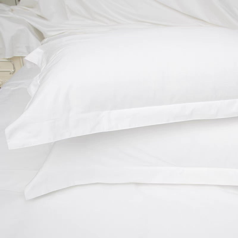 300TC Sateen Cotton Oxford Pillowcases – Pure White, 50x75cm Smooth & Silky Tailored Edge