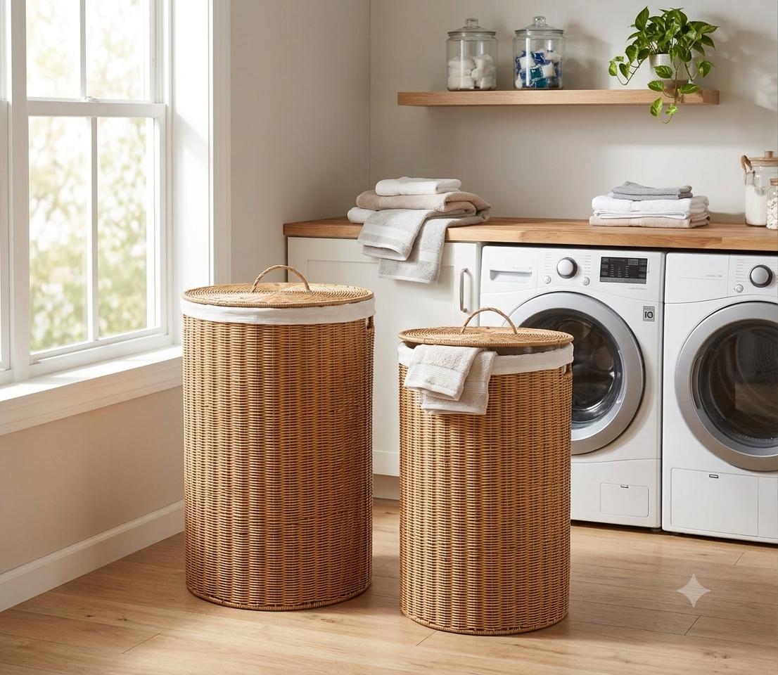 Laundry basket with lid