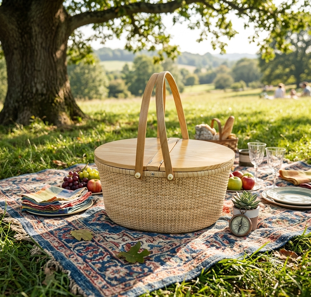 Picnic basket with handles