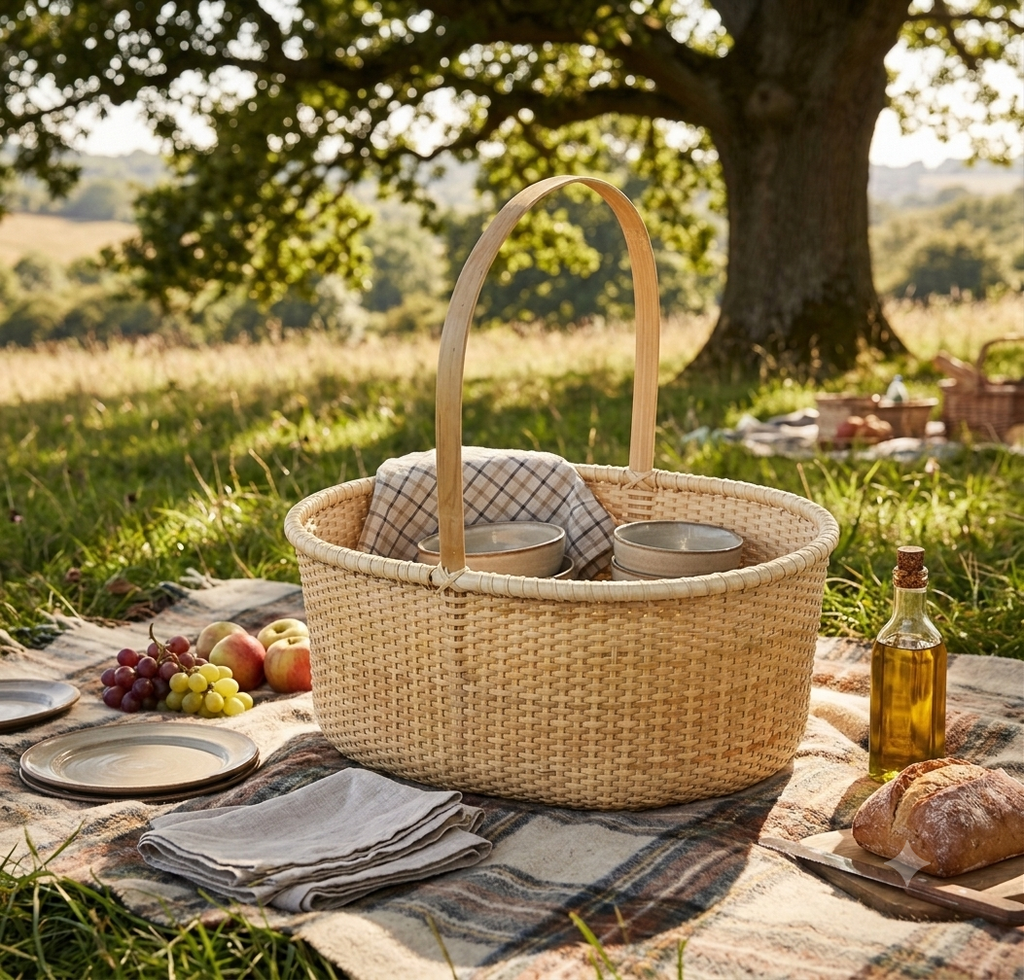 Picnic basket without lid