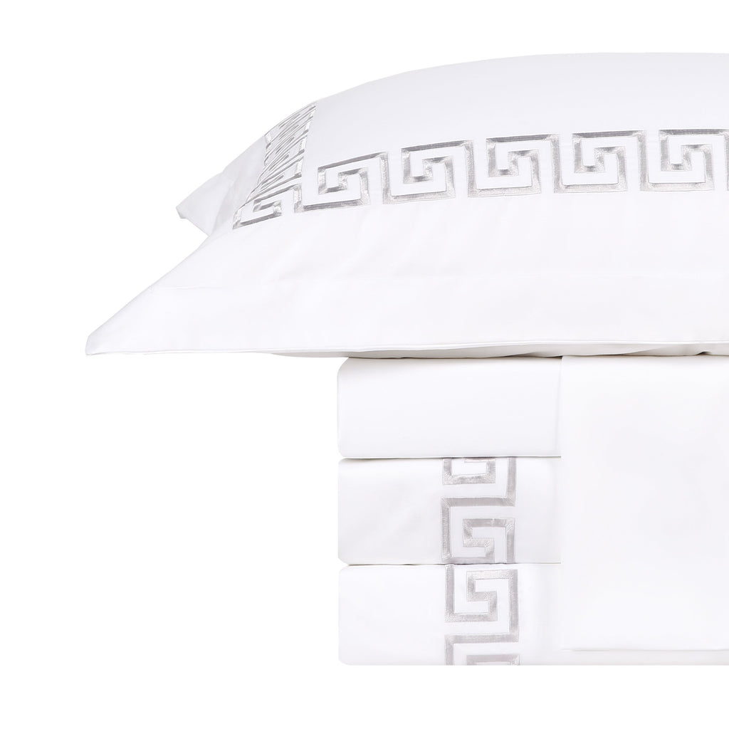 Embroiled duvet cover set (gray Greek)