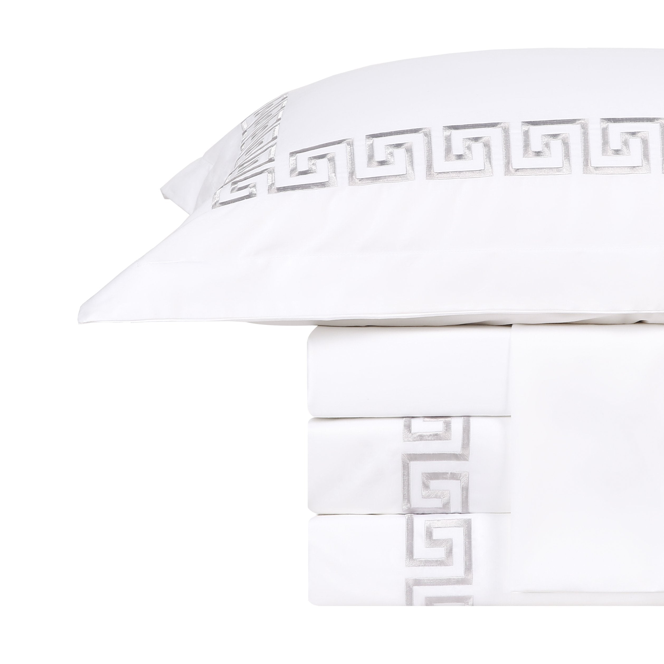 Embroiled duvet cover set (gray Greek)