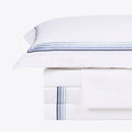 Embroiled duvet cover set with camouflage blue frames