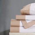 Linen bedding set with a contrasting border