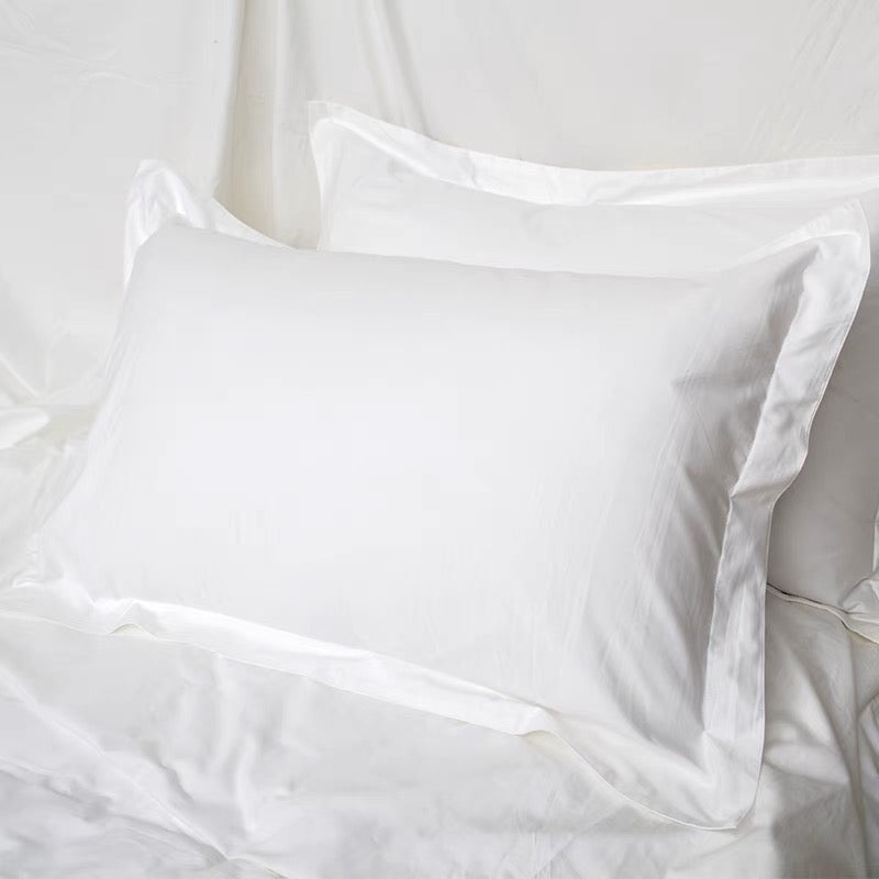 300TC Sateen Cotton Oxford Pillowcases – Pure White, 50x75cm Smooth & Silky Tailored Edge